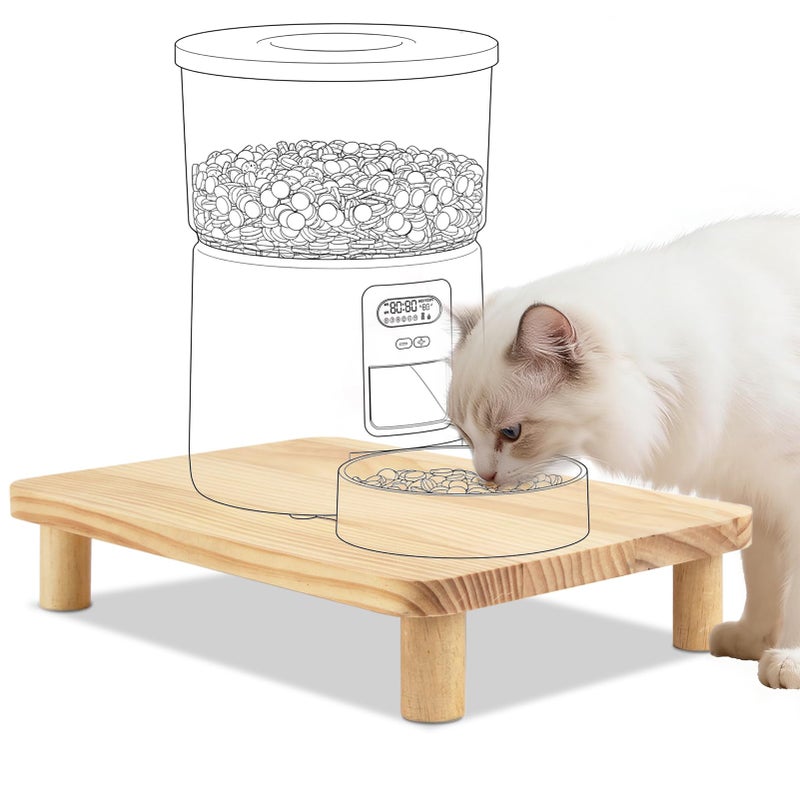 SZEE Cat Food Stand for Automatic Feeder & Tradition Bowls, Elevated Cat Food Table Station, Raises Feeder/Bowl by 6cm, Premium Solid Wood Material, Relieves Spine and Joints Noticeably on Pets - Image 1