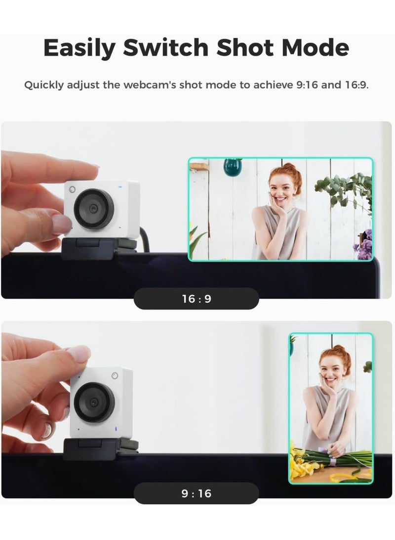 OBSBOT Meet SE 1080P 100FPS Webcam for PC, AI Framing Streaming Camera with 1/2.8" Sensor, Beauty Mode, Gesture Control, DOL HDR, Web Camera for Desktop Computer, Laptop, Gaming, Meeting (Cloud White) - Image 3