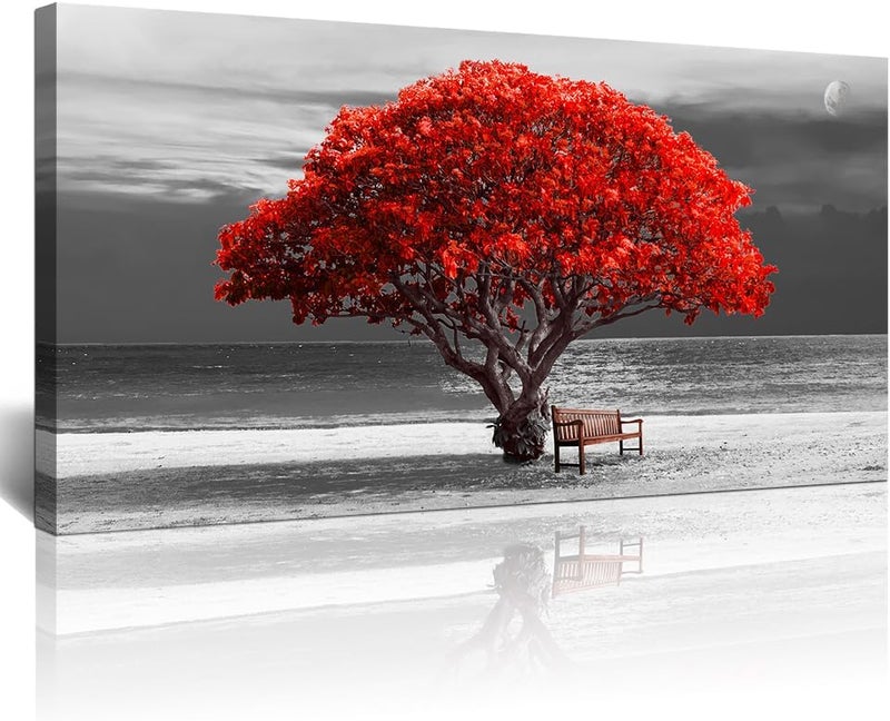 Lapremoly Large Canvas Wall Art with Red Trees - Image 1