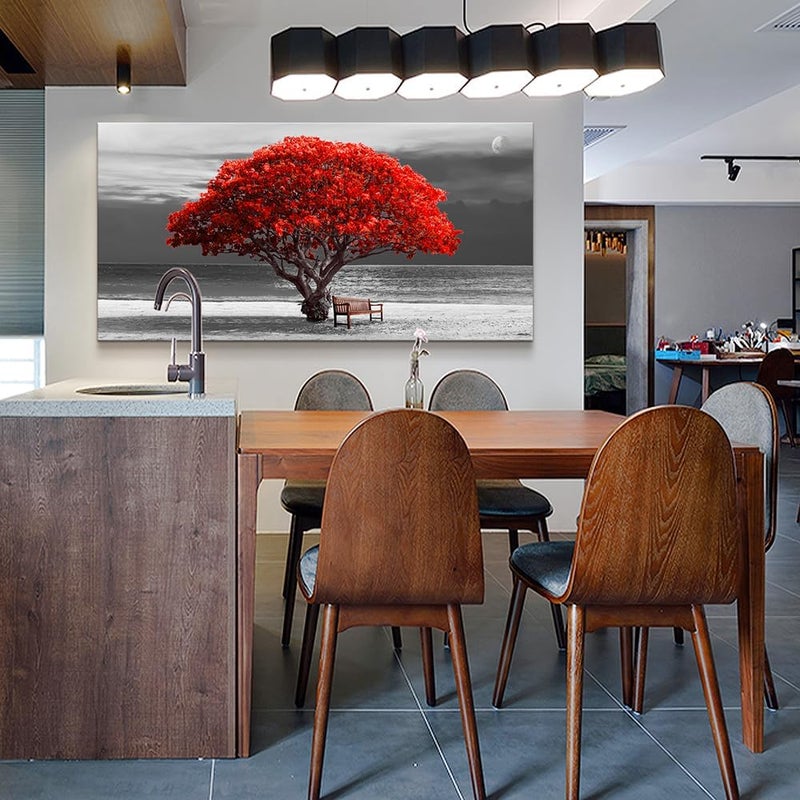 Lapremoly Large Canvas Wall Art with Red Trees - Image 4