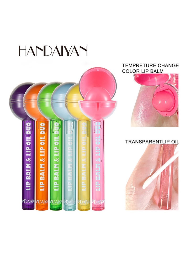 Handaiyan 6 Piece 2 IN 1 Lip Balm and Lip Oil Duo  - Image 1