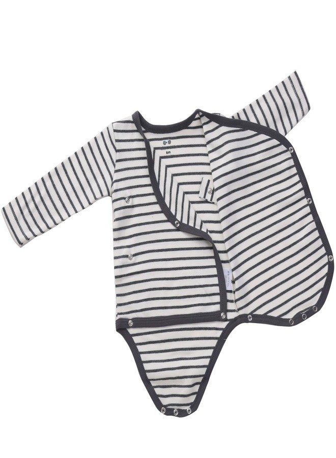 Asher and Olivia Baby Kimono Side Snap Unisex Long Sleeve Bodysuit Organic 9-12 Months - Image 2