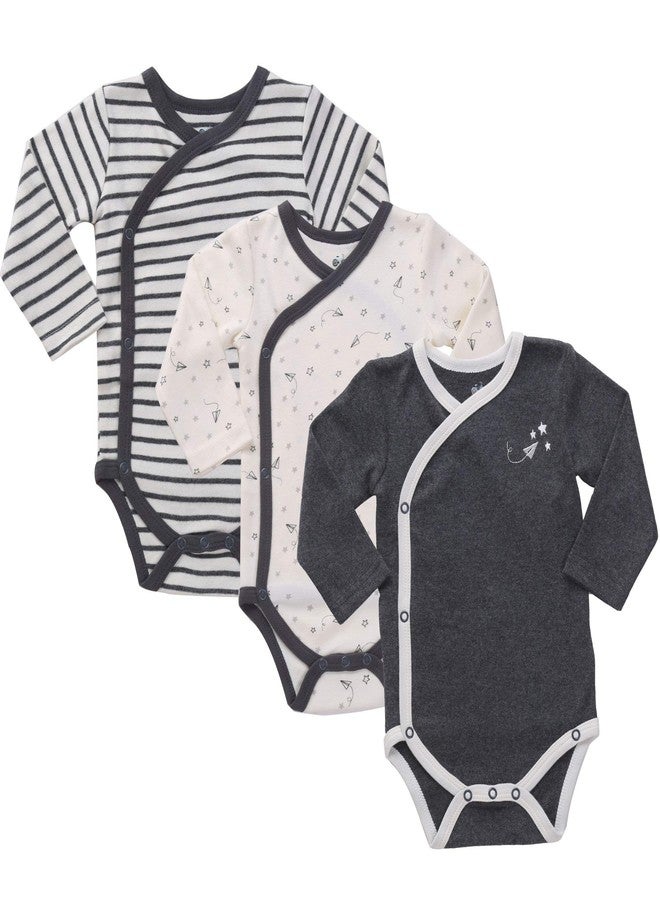 Asher and Olivia Baby Kimono Side Snap Unisex Long Sleeve Bodysuit Organic 9-12 Months - Image 1