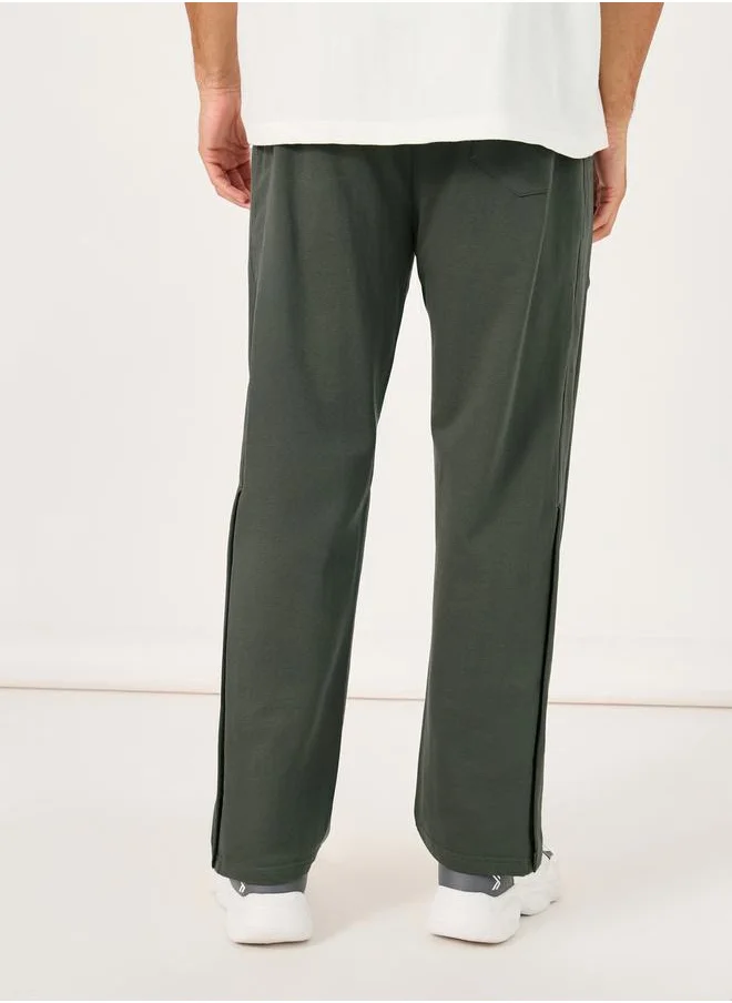 ستايلي Oversized Straight Leg Joggers with Popper Button