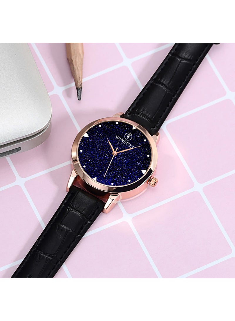WINSTON مجموعة الساعات التناظرية الجلدية WWT6850 - Image 5