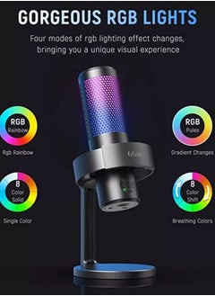 FIFINE Gaming USB Microphone for PC PS5, FIFINE A9 Condenser Mic with Quick Mute, RGB Indicator, Strong Steel Stand, Pop Filter, Shock Mount, Gain Control for Streaming Discord Twitch Podcasts Videos- A9  - Image 5