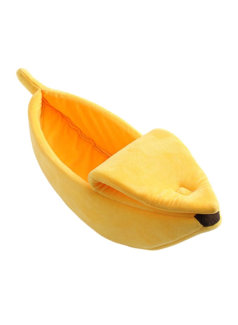 Banana Cat House Cat Banana Bed Pet Bed Banana Shape Kitten Cat Sleeping House Warm Plush Soft Puppy Dog Cushion Mats (L) - Image 5