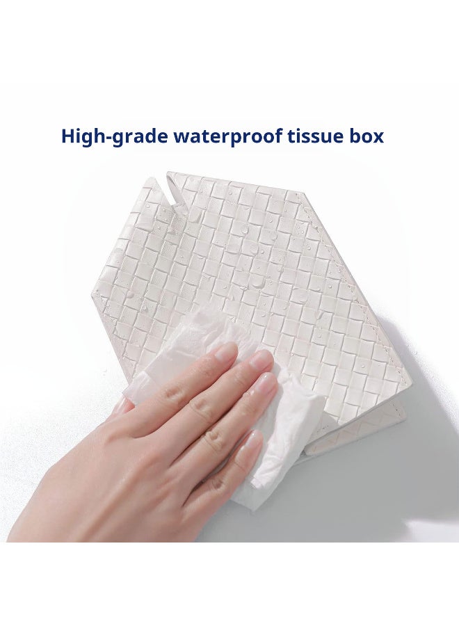Zeno Square Tissue Box Cover, Decorative PU Leather Facial Paper Organizer Tissue Holder Dispenser Case For Home Office Bathroom Kitchen Tabletop Car Griedge Vanity Countertop(Beige) - Image 3