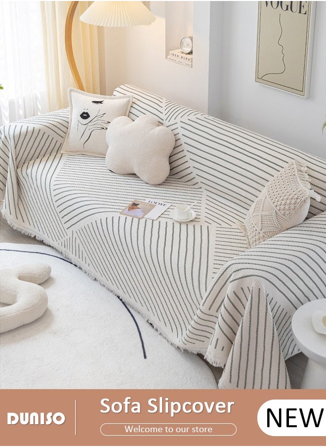 DUNISO Waffle Sofa Cover, Throw Blanket,  Large Couch Throw Sofa Cover, Stylish Sofa Cover, Versatile Bedspread with Decorative Tassels Sofa Cover, Four Seasons  Sofa Cover Available  (180*130cm)  - Image 1