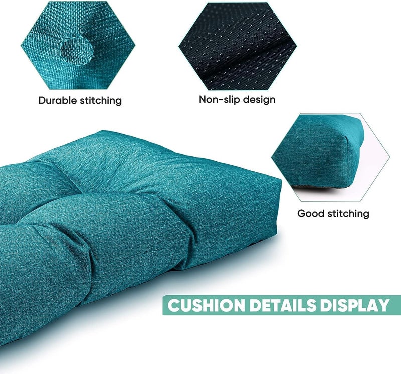 milliard Premium Cotton Bench Cushion – Plush, Lightweight Chair Pad for Indoor/Outdoor, Home Office, and Garden Bench Decor – Versatile, Jute Fabric (48x18x4 inches, Sky Blue) - Image 4