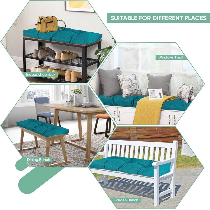 milliard Premium Cotton Bench Cushion – Plush, Lightweight Chair Pad for Indoor/Outdoor, Home Office, and Garden Bench Decor – Versatile, Jute Fabric (48x18x4 inches, Sky Blue) - Image 5