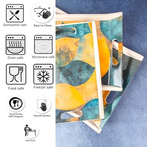 UPC U.P.C. Melamine U.P.C Tray Set for Serving/Serving Tray Set of 3/ Premium Printed Tray for Serving/Multi-Use Nashta Plate (Small, Medium & Large), Rectangular - Image 4