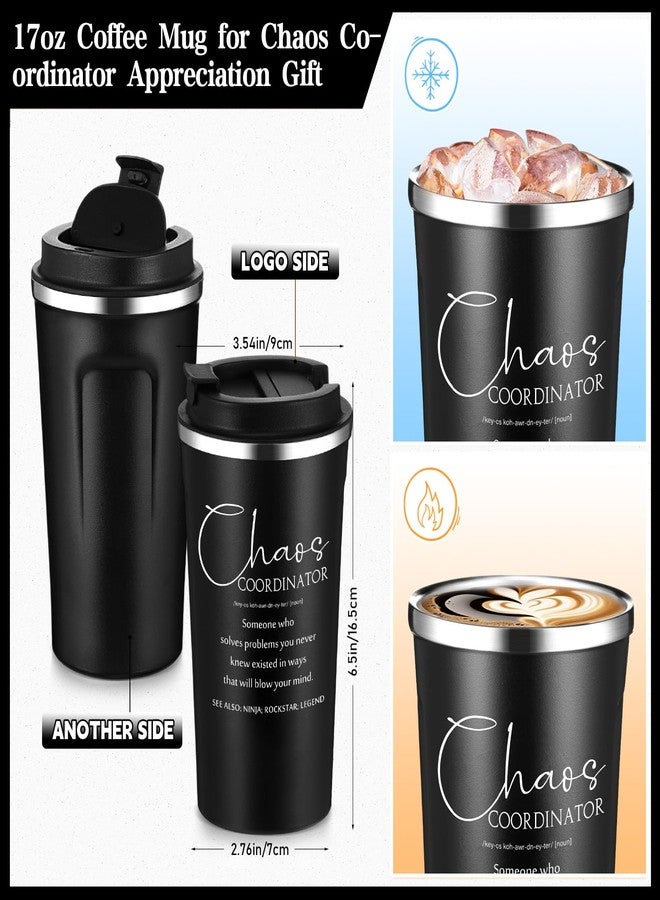 Pickmesh 3 Pcs Chaos Coordinator Appreciation Gifts for Men 17 oz Coffee Tumbler A5 Leather Journal with Ballpoint Pen for Manager Employee Nurse Assistant Teacher(Black) - Image 3