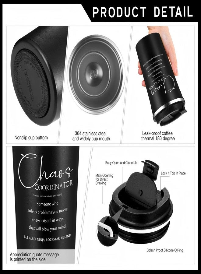 Pickmesh 3 Pcs Chaos Coordinator Appreciation Gifts for Men 17 oz Coffee Tumbler A5 Leather Journal with Ballpoint Pen for Manager Employee Nurse Assistant Teacher(Black) - Image 4