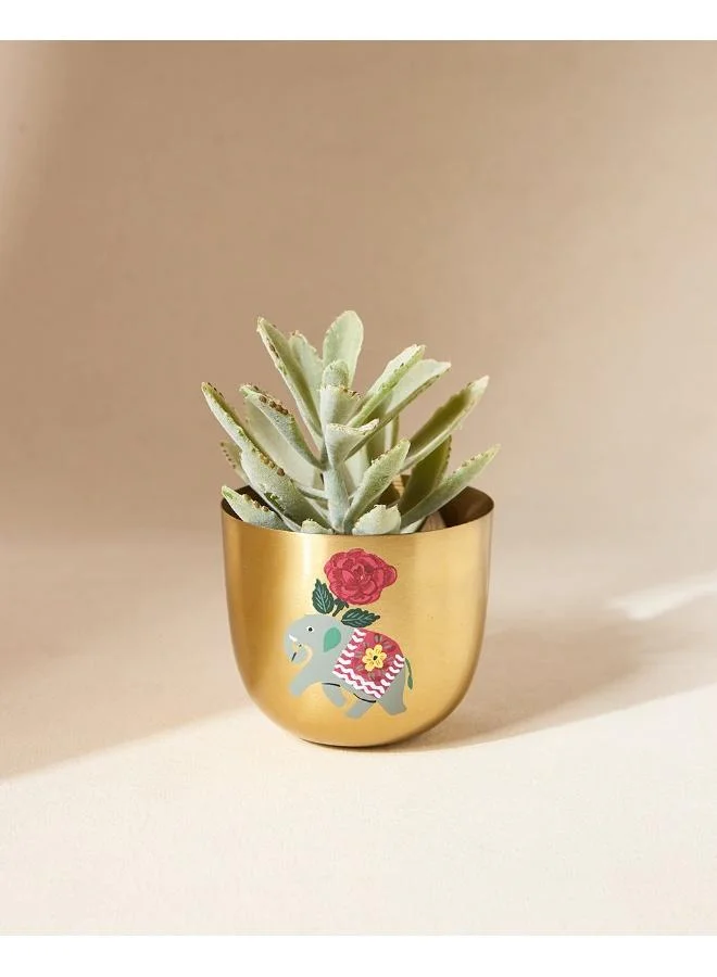 Chumbak Royal Tusker Hand-painted Planter, 5" dia | Palace Memoirs