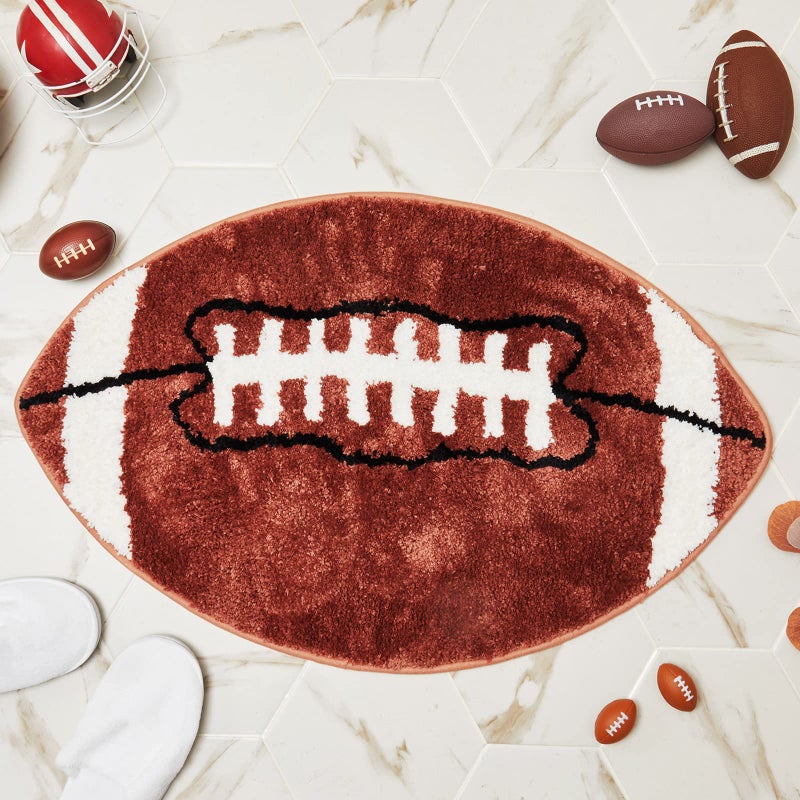 Funtery Football Bathroom Rugs Sports Bath Mat Football Rug for Men Boys Bedroom Football Area Rug Mat Comfort Non Slip Carpet for Bathroom Home Room Decor  19.69 x 31.5 Inch - Image 1