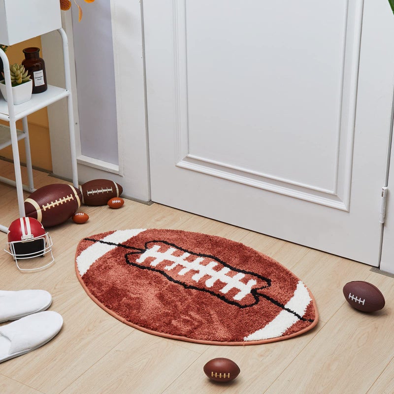 Funtery Football Bathroom Rugs Sports Bath Mat Football Rug for Men Boys Bedroom Football Area Rug Mat Comfort Non Slip Carpet for Bathroom Home Room Decor  19.69 x 31.5 Inch - Image 5