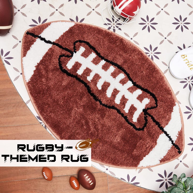 Funtery Football Bathroom Rugs Sports Bath Mat Football Rug for Men Boys Bedroom Football Area Rug Mat Comfort Non Slip Carpet for Bathroom Home Room Decor  19.69 x 31.5 Inch - Image 4