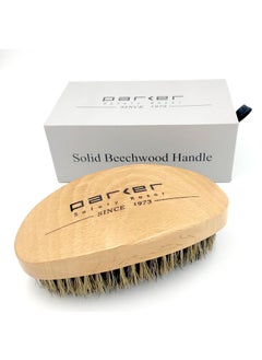 Parker Natural Boar Bristle Military Style Hair and Beard Brush with Genuine Beechwood Handle Perfect for Styling and Grooming of Hair and Beards
