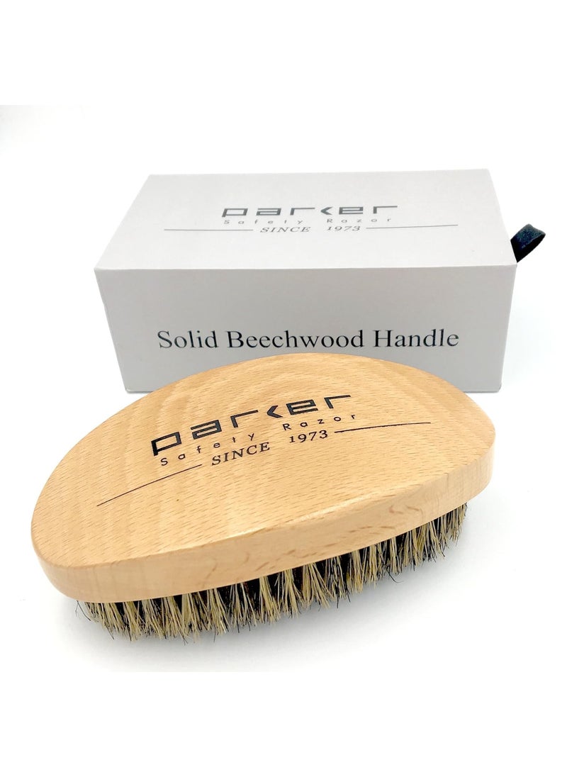 Parker Safety Razor - Parker Natural Boar Bristle Military Style Hair and Beard Brush with Genuine Beechwood Handle Perfect for Styling and Grooming of Hair and Beards - Image 1