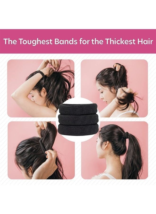 Burlybands Large Hair Ties for Thick Heavy or Curly Hair. No Slip No Damage Seamless Ponytail Holders Scrunchies Sports Thick Hair Ties - Hair Bands - Curly Hair Accessories (Black 8 Pcs)  - Image 2