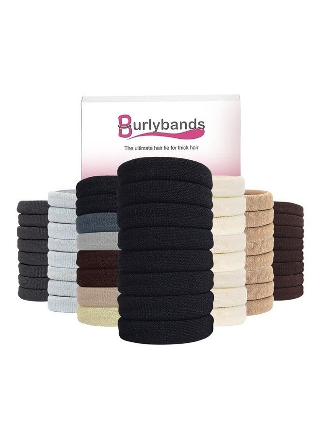 Burlybands Large Hair Ties for Thick Heavy or Curly Hair. No Slip No Damage Seamless Ponytail Holders Scrunchies Sports Thick Hair Ties - Hair Bands - Curly Hair Accessories (Black 8 Pcs)  - Image 1