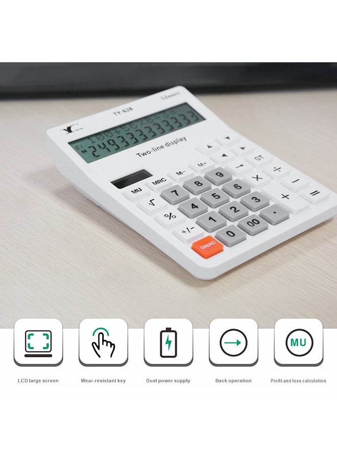 Desktop Calculator 12 Digit Large and LCD Display Big Button Calculators Solar Power and Battery Operated Suitable for Office School Home for Kids Students Accountant
