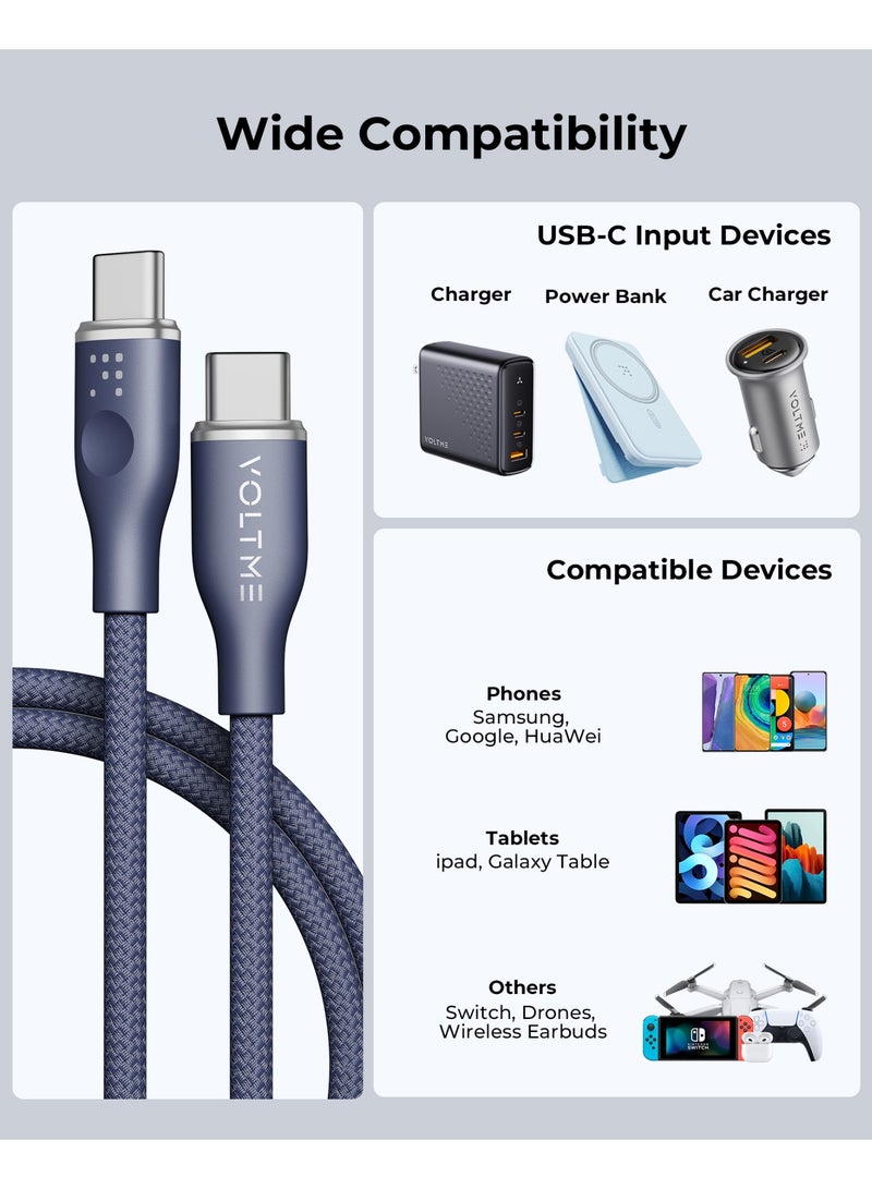 VOLTME Powerlink Rugg 60W PD 3A Type C Cable, Premium Nylon Braided Fast USB C Data Transfer Cable for iPhone 15 Pro Max/Pro/Plus, Samsung S23 Ultra, Xiaomi, Huawei, etc (1.8 M) – Blue - Image 5