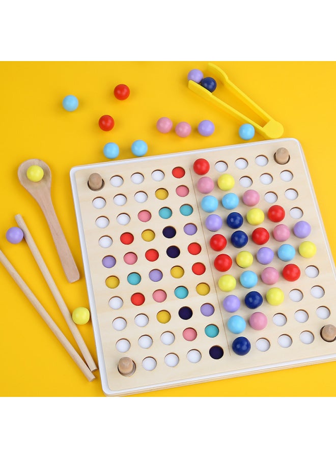 Wooden Mirror Symmetrical Thinking Clip Beads Puzzle Children's Concentration Observation Hands-on Training Early Education Toys-Color:GB-mirror Symmetrical Thinking Bead Puzzle - Image 2