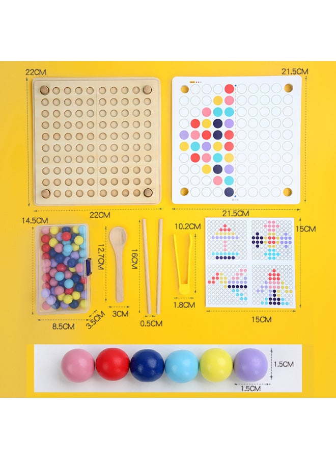 Wooden Mirror Symmetrical Thinking Clip Beads Puzzle Children's Concentration Observation Hands-on Training Early Education Toys-Color:GB-mirror Symmetrical Thinking Bead Puzzle - Image 5