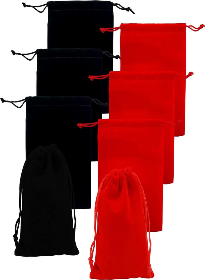 Generic Pack of 16 small jewellery wedding, drawstring bags, jewellery bags, used to store jewellery or give birthday gifts (black and red) 