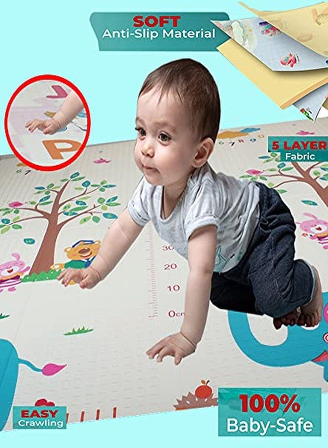 Vic Kid® Baby Play Mat/Foldable Crawling Mat/Medium Size/Thick Foam/Double Sides Multi-Purpose Water Proof. (5.8 X 5.15Ft) (Side A- Amimal Paradise + Side B- Elephant)… - Image 4