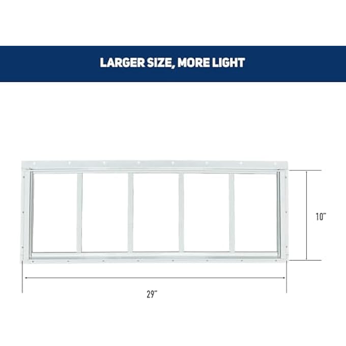 Hryan Shed Transom Window For Playhouse, Chicken Coop And Garage, Fixed Metal Tempered Glass Replacement Casement For Barn House, Ventanas De Casa (10" X 29" 2Pack) - Image 3