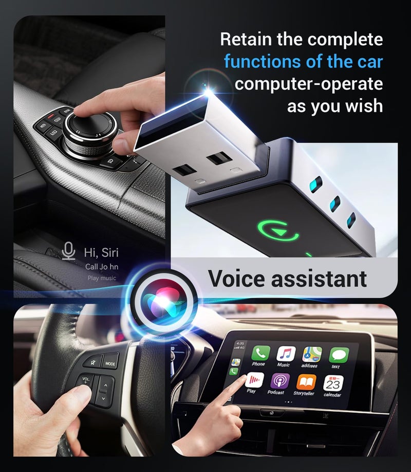 Juxujoin 2025 Wireless CarPlay Adapter for iPhone ã€30ms Latencyã€‘ Wired to Wireless for Apple CarPlay Wireless Adapter ã€3S Connectionã€‘ Adaptable to iOS10+ Version & Cars from 2015+ Mini Size Car Play Wireless - Image 4