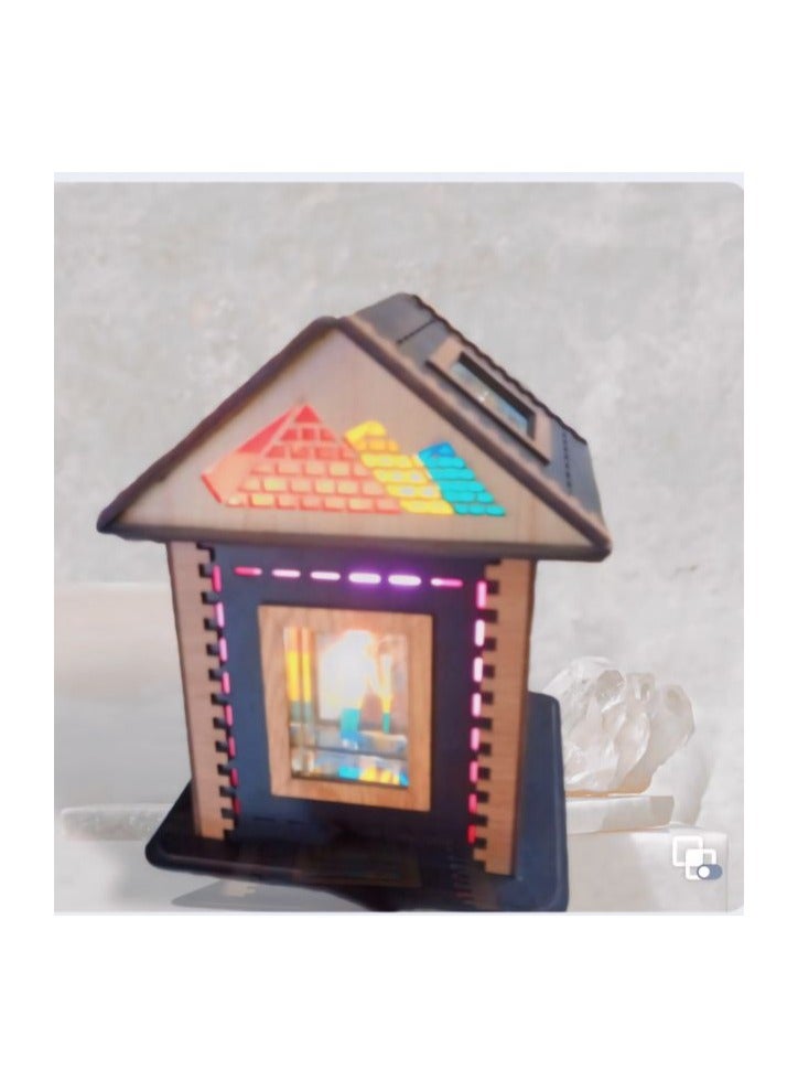 LED lamp in the shape of a multi-colored house with Pharaonic drawings Table lamp and books for home decor  - Image 2