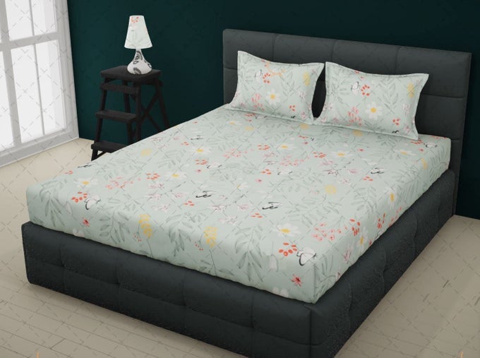 UMI SUPER SOFT BRUSHED MICROFIBER COTTON DOUBLE BEDSHEET WITH 2 PILLOW COVERSBEDSHEET 90X100INCHES PILLOW COVER 17X27CM