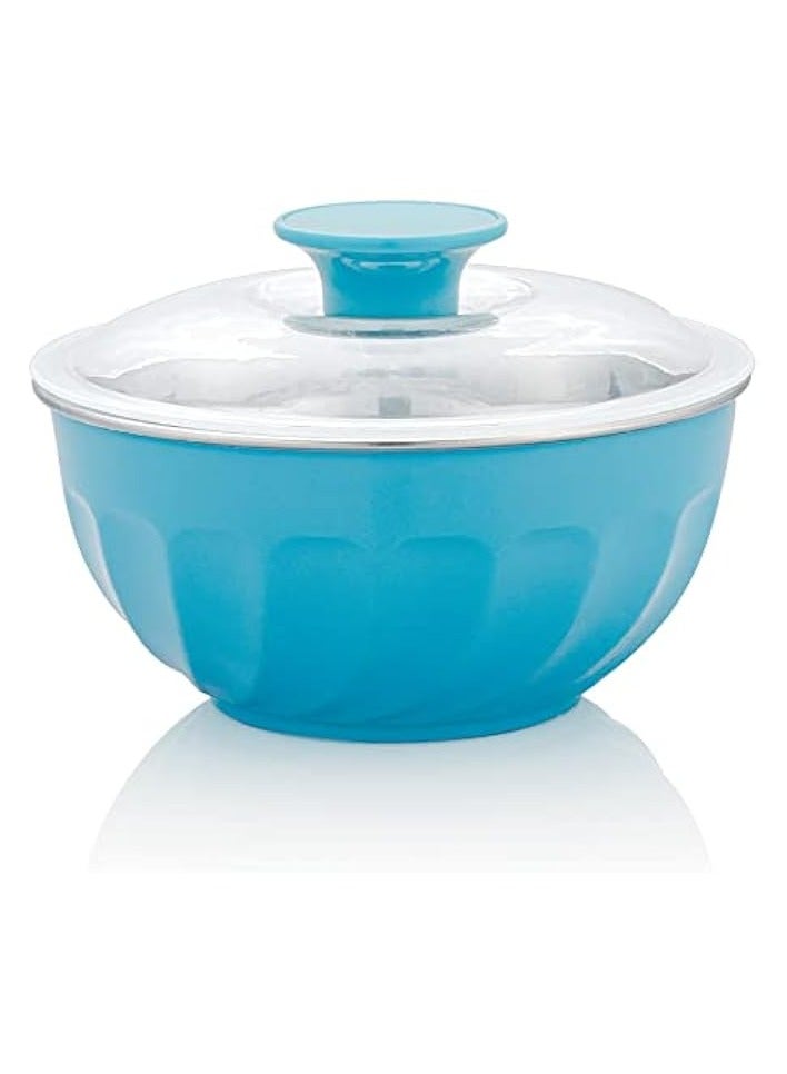 erorex Mixing Bowl Outer Plastic with inner Stainless Steel Mixing & Serving Bowls (BLUE, 600 ML)  - Image 1