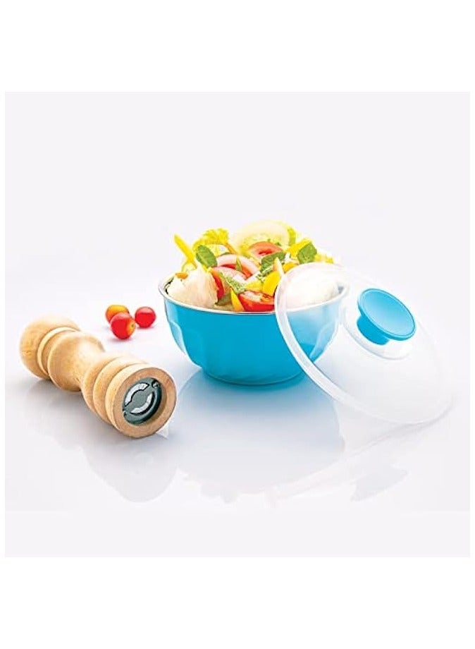 erorex Mixing Bowl Outer Plastic with inner Stainless Steel Mixing & Serving Bowls (BLUE, 600 ML)  - Image 2