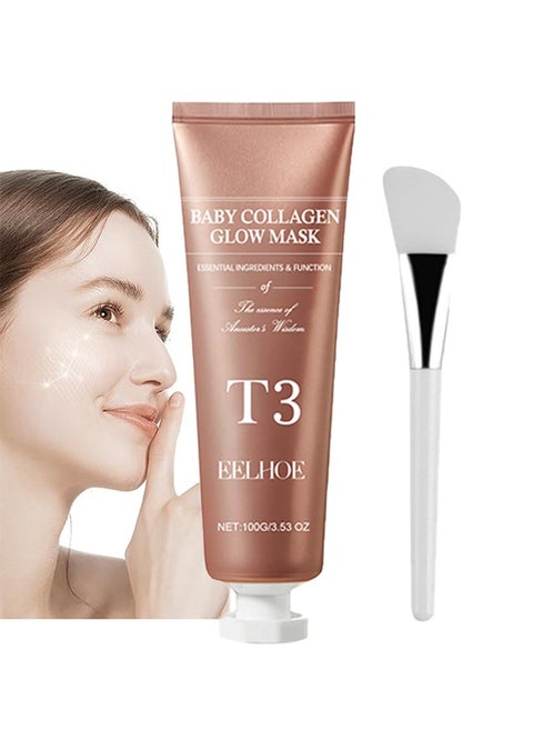 T3 Collagen Pestlo Mask, Pestlo Baby Collagen Glow Mask, Pestlo T3 Collagen Mask, T3 Collagen Peel Off Mask, Korean Skin Care Facial Mask, Anti Wrinkle Firming Face Masks (1PC)