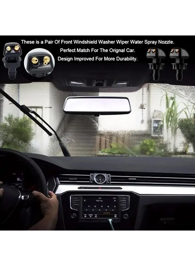 Heavy Duty Black Windshield Wiper Nozzles 2Pcs Easy Installation Stable Spray Pattern - Image 4