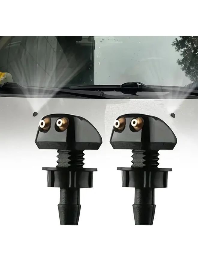 Heavy Duty Black Windshield Wiper Nozzles 2Pcs Easy Installation Stable Spray Pattern - Image 5