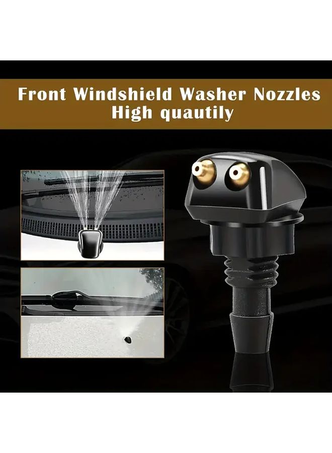 Heavy Duty Black Windshield Wiper Nozzles 2Pcs Easy Installation Stable Spray Pattern - Image 2