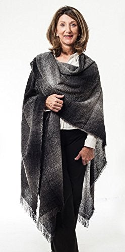 Biddy Murphy Wrap, Ruana Wraps for Women, Wool Shawl, Irish Gifts for Her, Biddy Murphy, Made in Ireland, 85% Lambswool, 54" X 72", Soft, Lightweight, Warm, Charcoal - Image 2