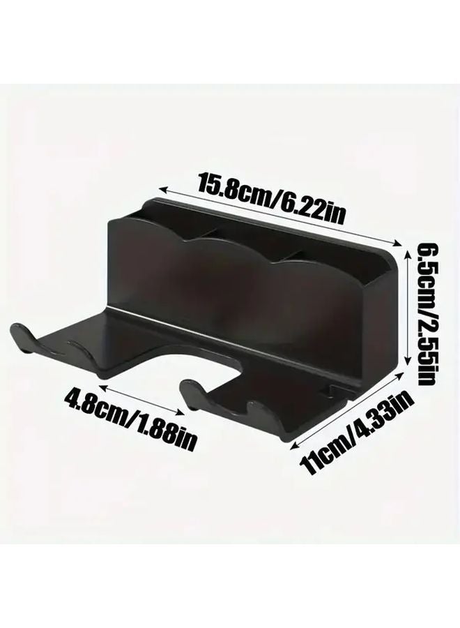 White 2 In 1 Wall Mounted Hair Dryer Holder Storage Rack With Multiple Compartments - Image 5