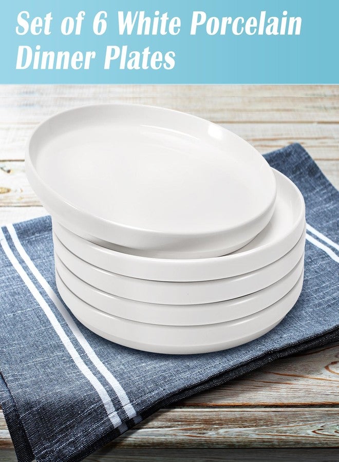 Cabaubl Porcelain Dinner Plates Set of 6,8 Inch Round Dessert Salad Plates,White Ceramic Dinner Plate with Lipped Edges for Dessert Salad Appetizers,Microwave,Dishwasher Safe,Scratch Resistant - Image 3