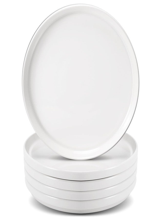 Cabaubl Porcelain Dinner Plates Set of 6,8 Inch Round Dessert Salad Plates,White Ceramic Dinner Plate with Lipped Edges for Dessert Salad Appetizers,Microwave,Dishwasher Safe,Scratch Resistant - Image 1