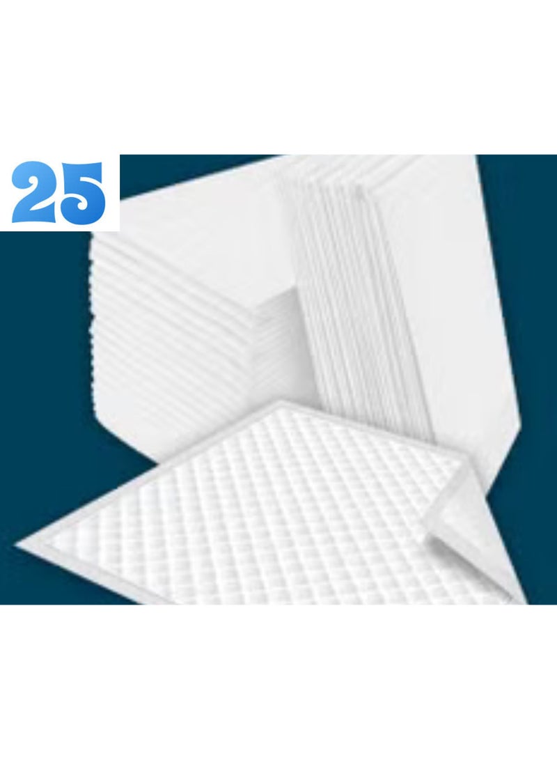 مفارش صحية 25 قطعة استعمال مرة واحدة، وسادات سرير ماصة للبالغين والأطفال وكبار السن,  60x90