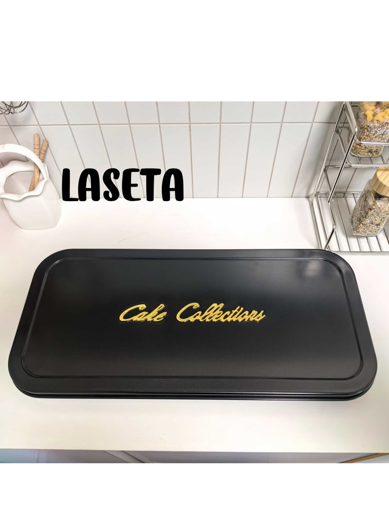 Laseta rectangle Basbousa Cutting Baking Tray with Cutter - 35 Pieces Multi Shapes ( Black)  - Image 2