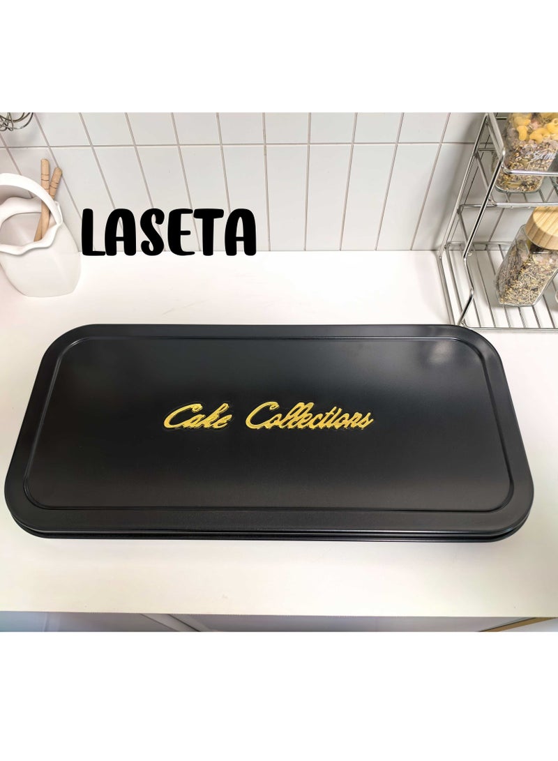 Laseta rectangle Basbousa Cutting Baking Tray with Cutter - 35 Pieces Multi Shapes ( Black)  - Image 1