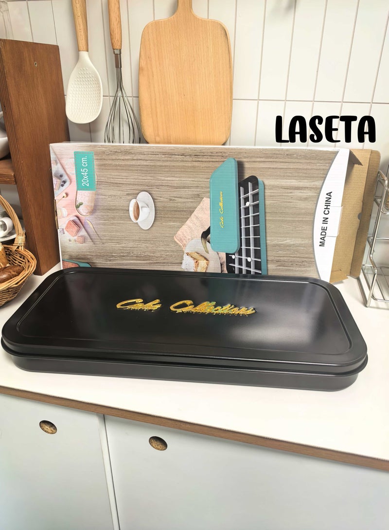 Laseta rectangle Basbousa Cutting Baking Tray with Cutter - 35 Pieces Multi Shapes ( Black)  - Image 3